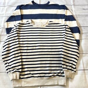 H&M Bundle of 2 Navy & Cream Striped Sweatshirts